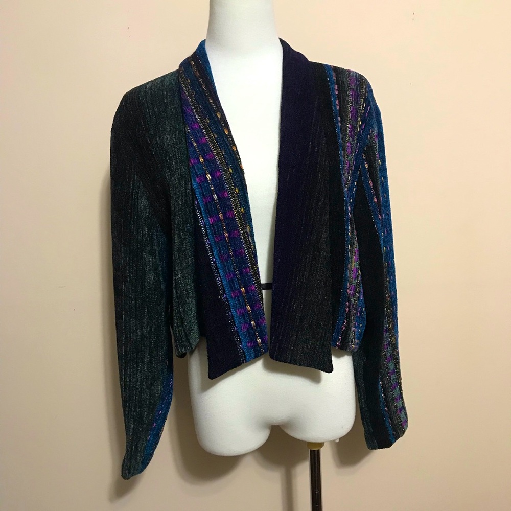 Rosie Godbout Women’s Handmade Tapestry Cropped Open Cardigan